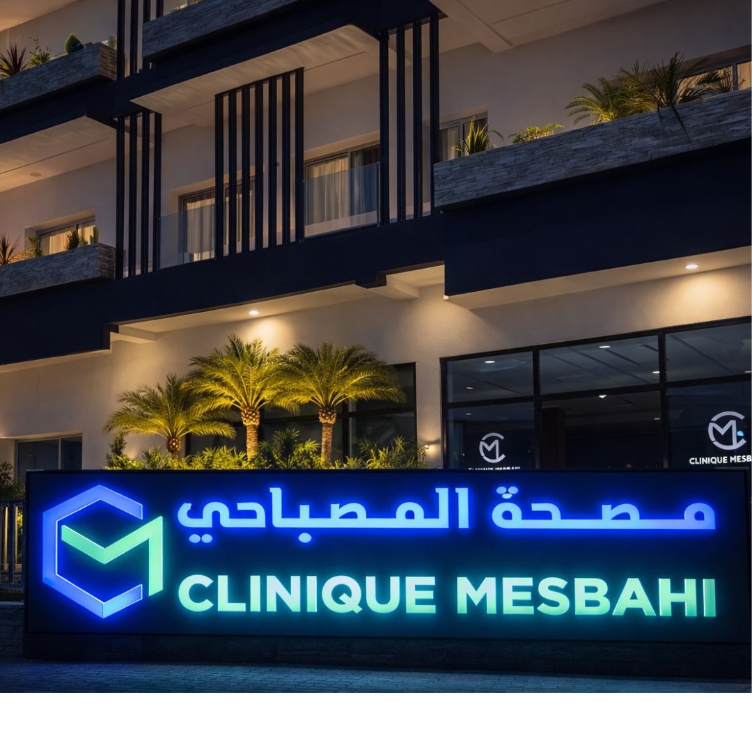 Façade nocturne — Clinique Mesbahi